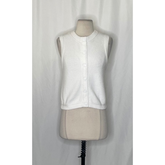 NWT!! J. CREW Cropped Button-Up Sweater Shell Solid White Nautical Knit Small - Picture 3 of 12